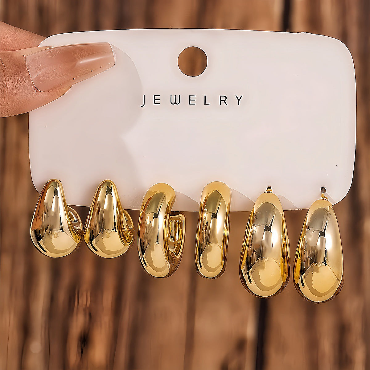 Fashionable Tassel Simple Creative And Personalized C-Shaped Waterdrop Stud Earrings