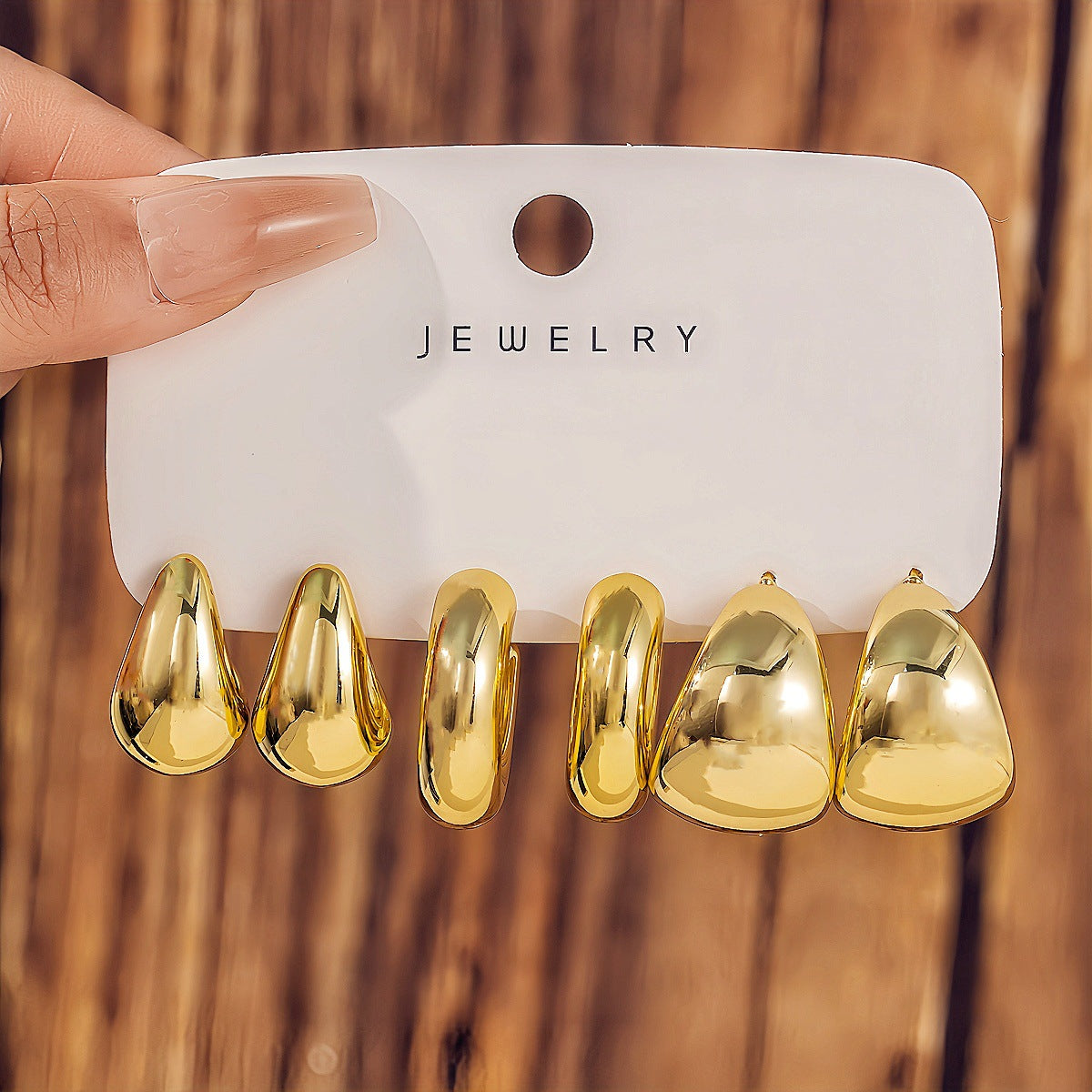 Fashionable Tassel Simple Creative And Personalized C-Shaped Waterdrop Stud Earrings