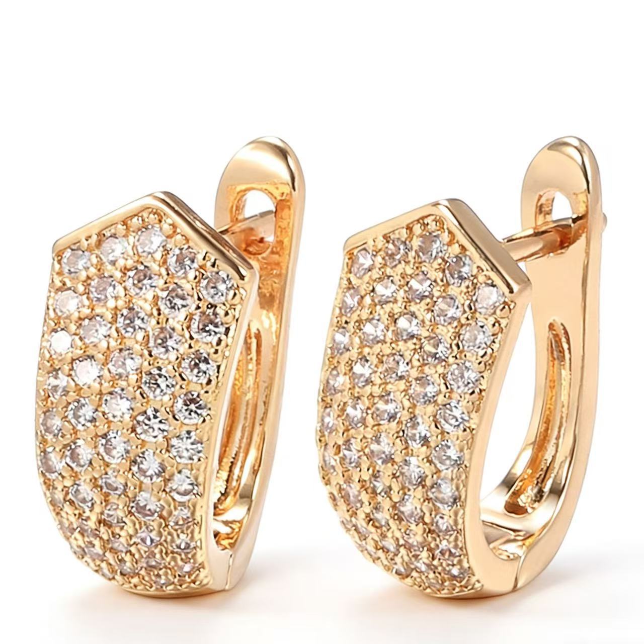 Champagne Gold Zircon Stud Earrings For Women