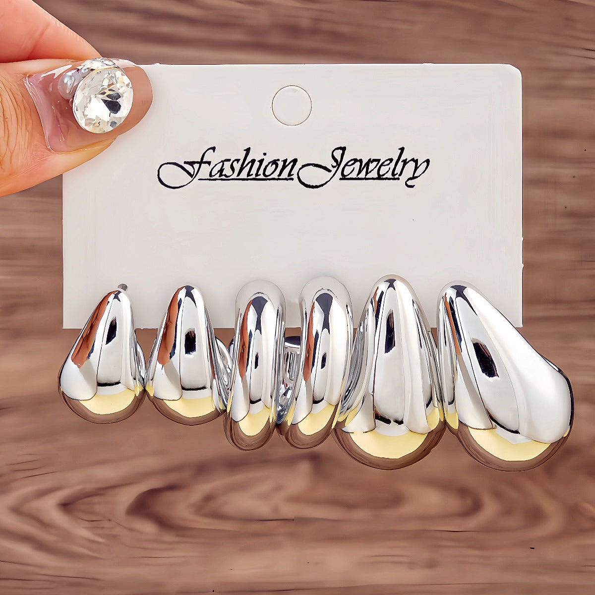 Fashionable Tassel Simple Creative And Personalized C-Shaped Waterdrop Stud Earrings