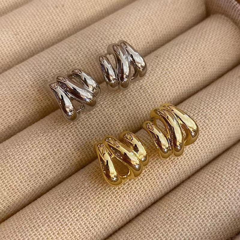 Three-layer Hoop Earrings For Women Niche, High-end Design With A Sophisticated Vibe